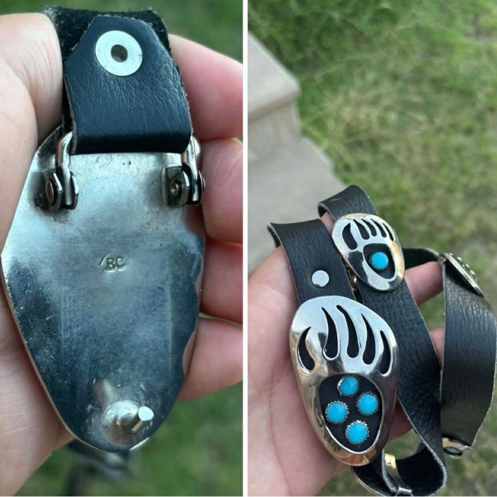 Vintage B. Cayaditto BC Bear Paw Genuine Turquoise Concho Belt – Nickel Silver - Picture 6 of 8